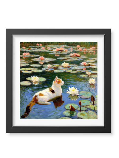Contemplation in the Water Lily Pond Poster