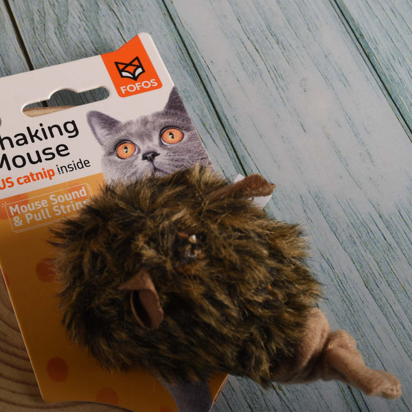 Pull String Motion Mouse with Catnip - Brown