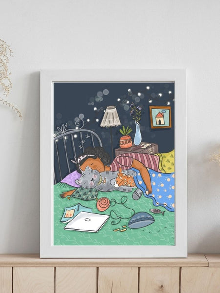 Nap Time With Cat - Poster