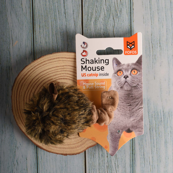 Pull String Motion Mouse with Catnip - Brown