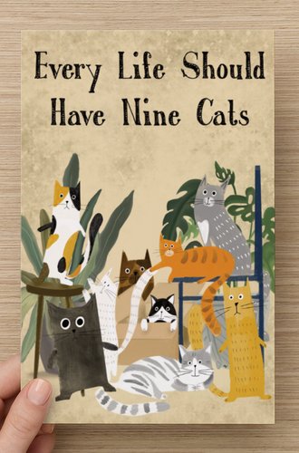 9 Lives Postcard Print