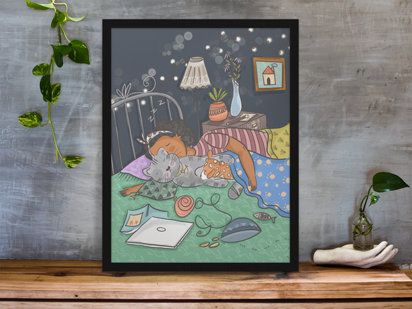 Nap Time With Cat - Poster