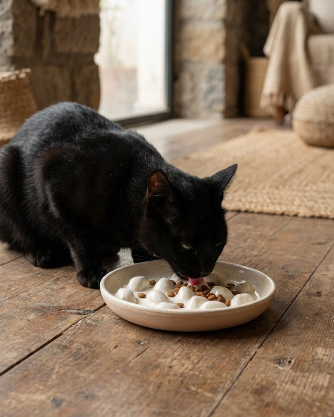 Handmade Ceramic Slow Feeder Bowl - Anti Whisker Fatigue