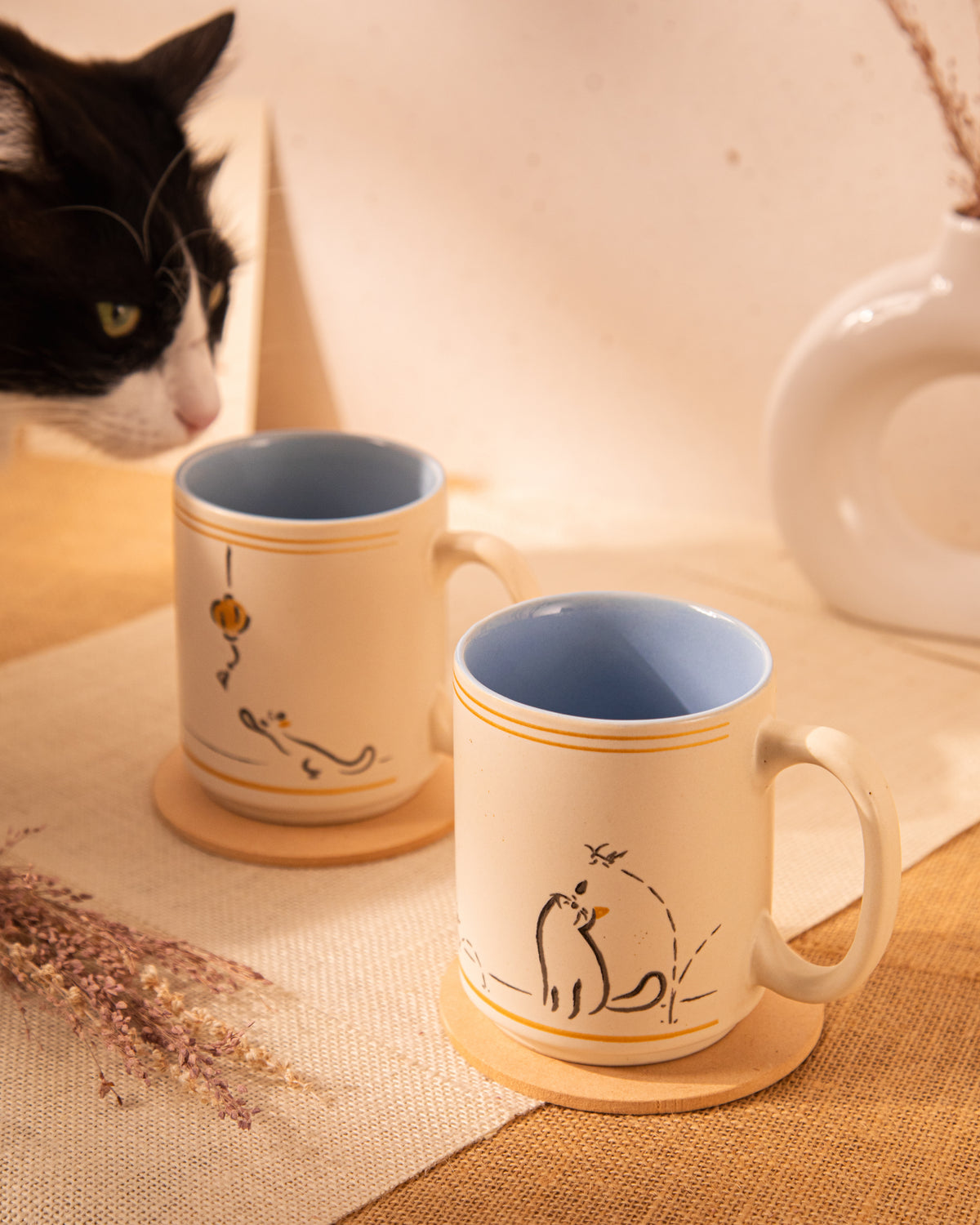 Kuro - The Curious Cat Mugs | Set of Two