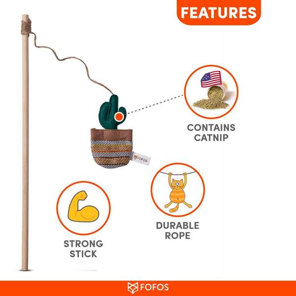 Cactus Wand Toy - Austin - Curious Cat Company - Cat Toys