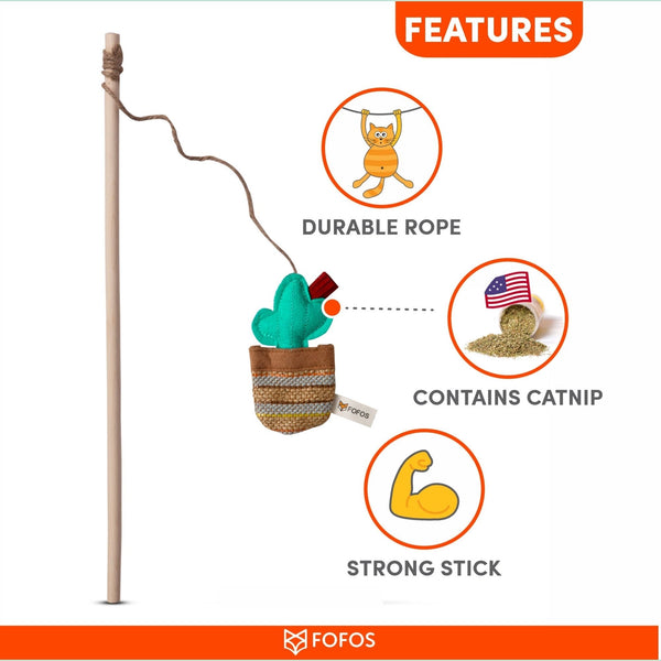 Cactus Wand Toy - Phoenix - Curious Cat Company - Cat Toys