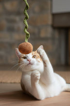 Catnip Crochet Ball with Tail - Cats for Conservation - Curious Cat Company - Cat Toys
