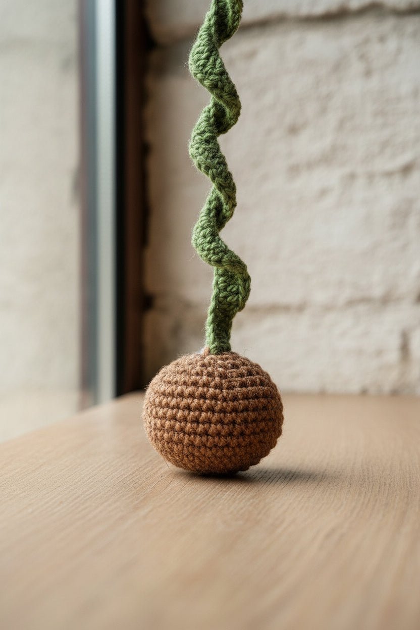 Catnip Crochet Ball with Tail - Cats for Conservation - Curious Cat Company - Cat Toys