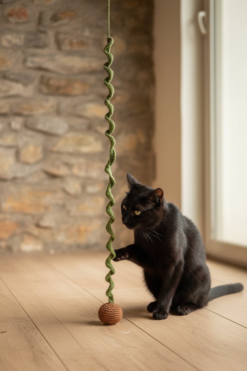 Catnip Crochet Ball with Tail - Cats for Conservation - Curious Cat Company - Cat Toys