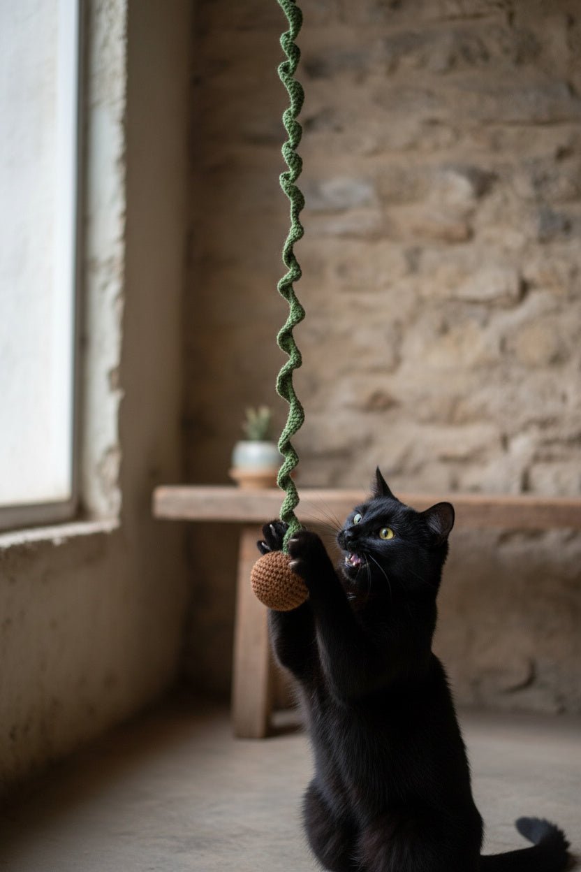 Catnip Crochet Ball with Tail - Cats for Conservation - Curious Cat Company - Cat Toys