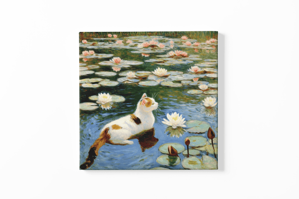 Contemplation in the Water Lily Pond - Canvas Print - Curious Cat Company - Wall Art
