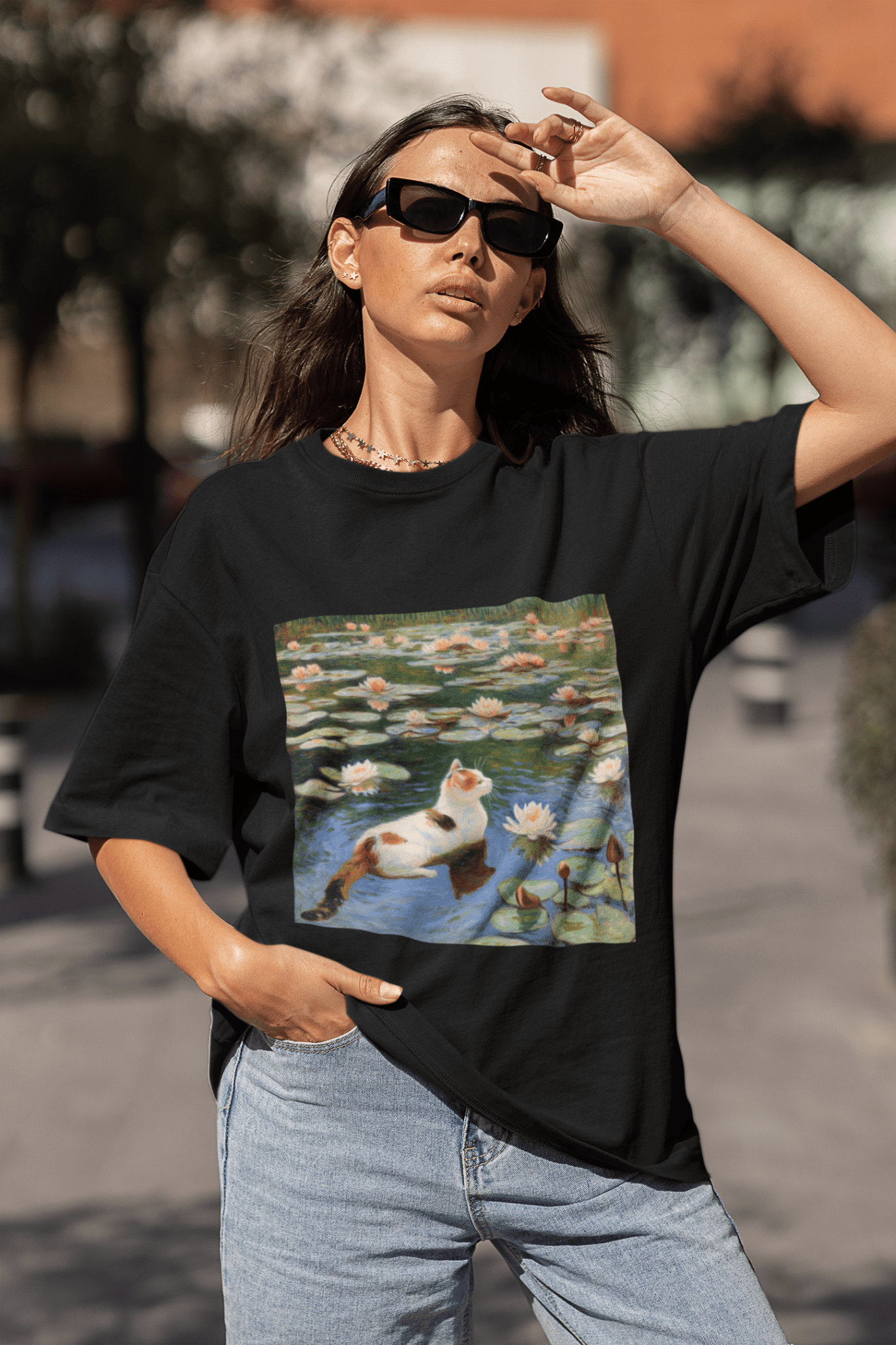 Contemplation in the Water Lily Pond Tee - Curious Cat Company - T-shirt