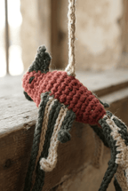 Hand - knitted Bird Wand Toy - Cats for Conservation - Curious Cat Company - Cat Toys