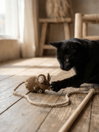 Hand - knitted Mouse Wand Toy - Cats for Conservation - Curious Cat Company - Cat Toys