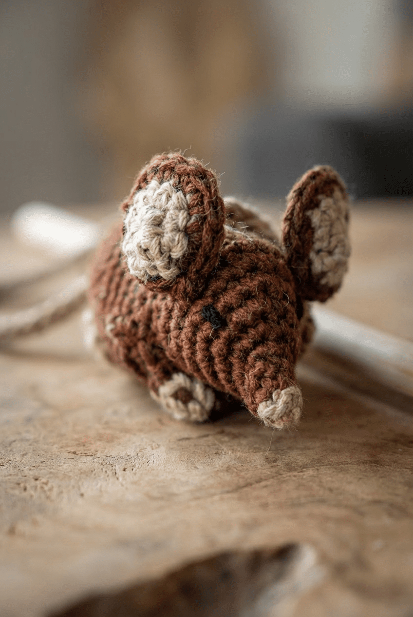 Hand - knitted Mouse Wand Toy - Cats for Conservation - Curious Cat Company - Cat Toys