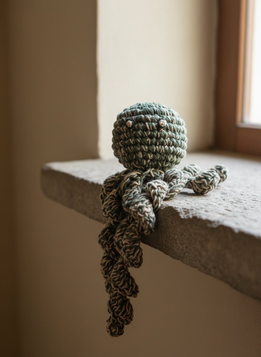 Hand - knitted Octopus Toy with Treat Pouch - Cats for Conservation - Curious Cat Company - Cat Toys