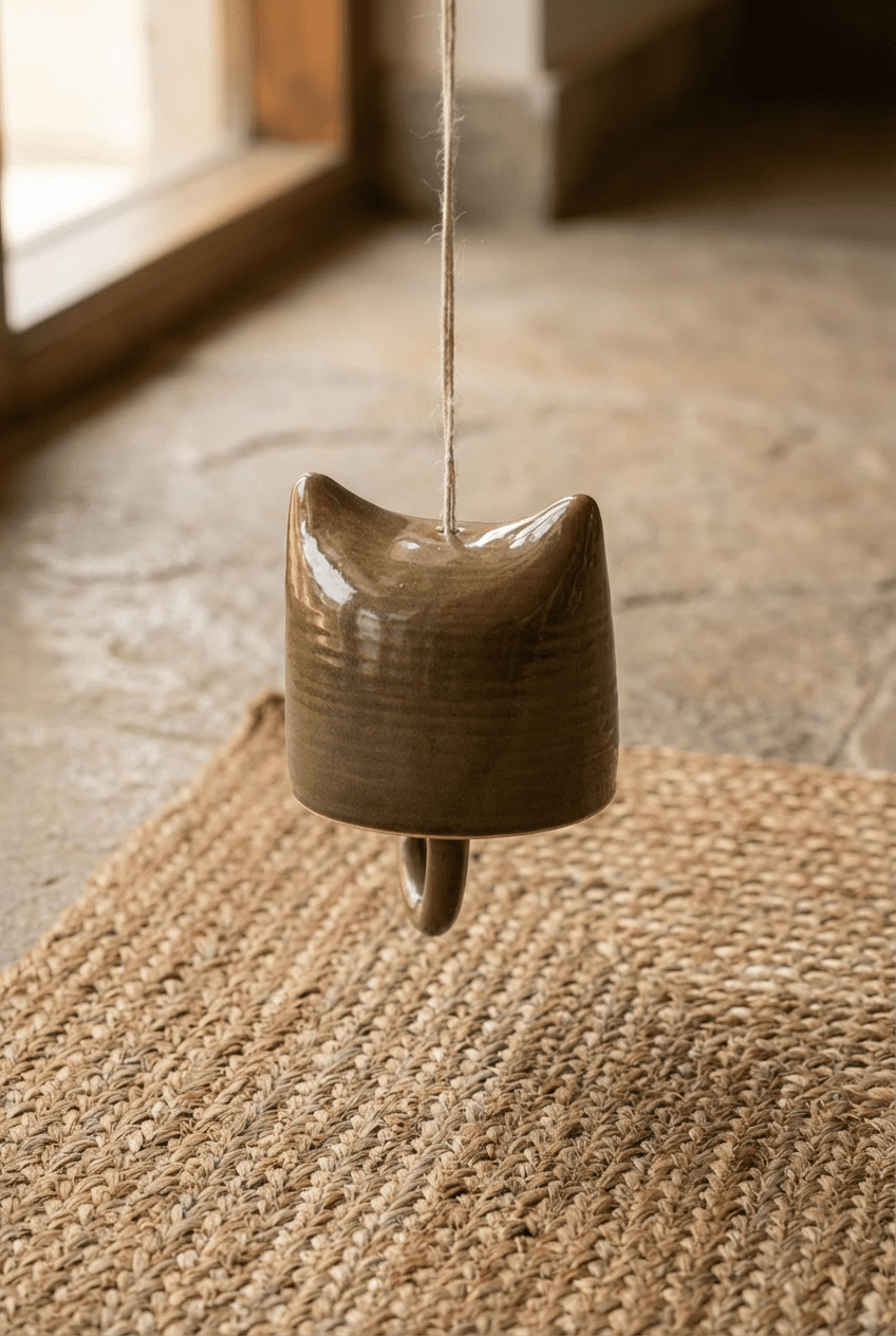 Handmade Ceramic Cat Wind Chime - Curious Cat Company - Cat Supplies