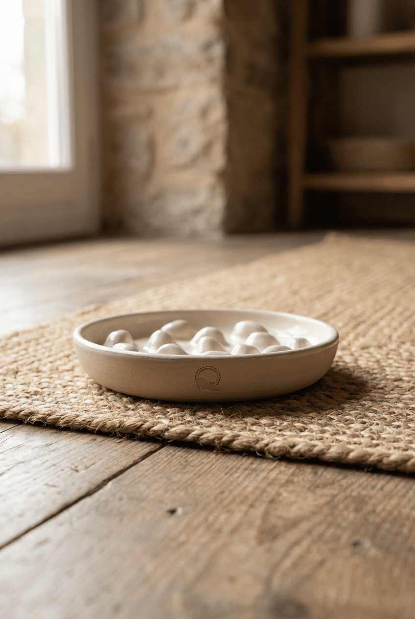 Handmade Ceramic Slow Feeder Bowl - Anti Whisker Fatigue - Curious Cat Company - Cat Supplies