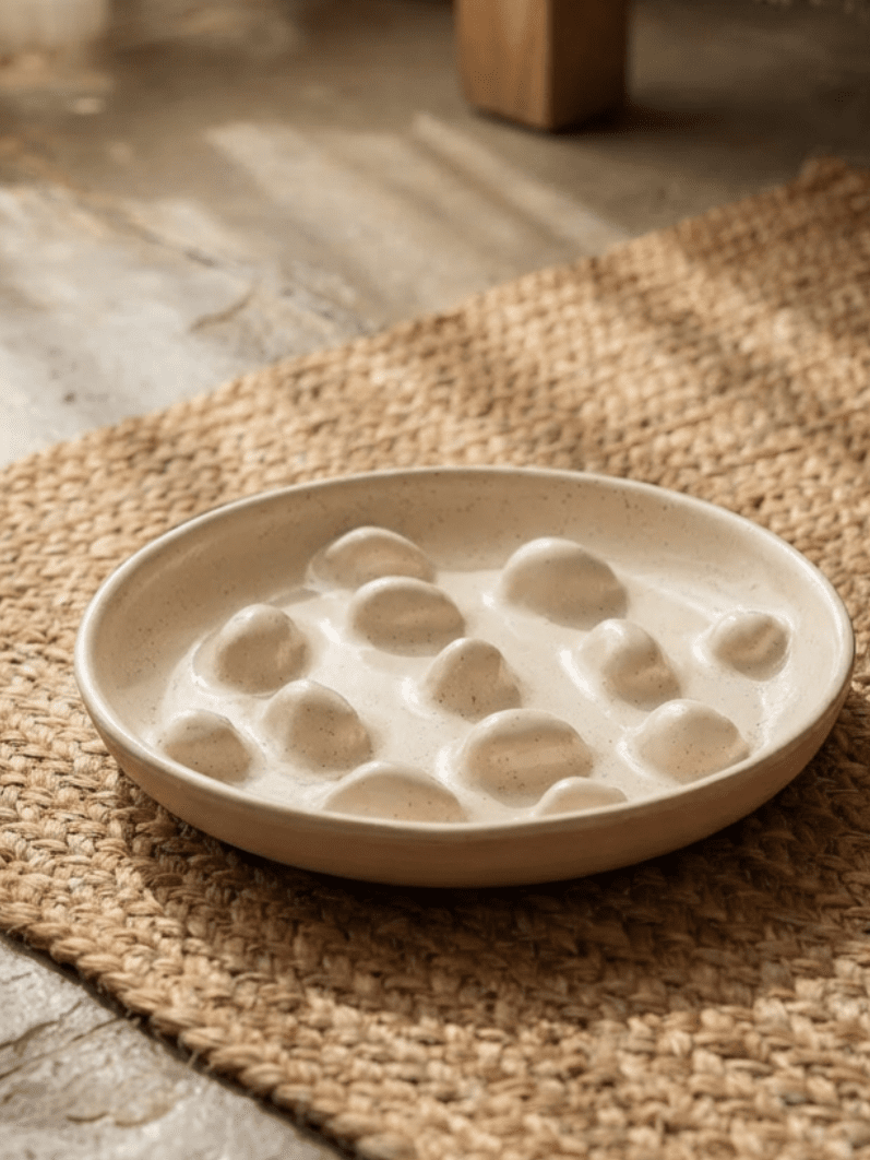 Handmade Ceramic Slow Feeder Bowl - Anti Whisker Fatigue - Curious Cat Company - Cat Supplies