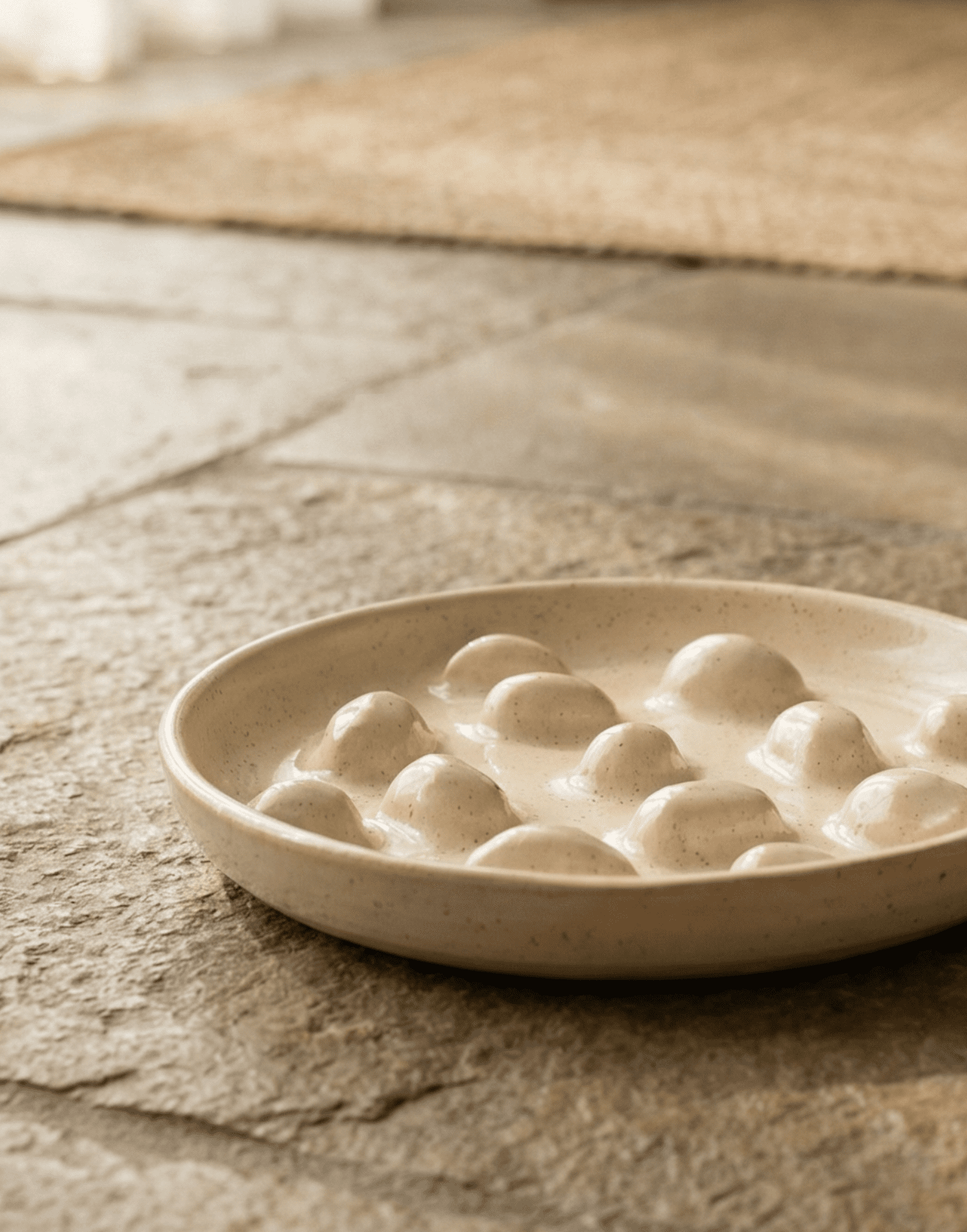 Handmade Ceramic Slow Feeder Bowl - Anti Whisker Fatigue - Curious Cat Company - Cat Supplies