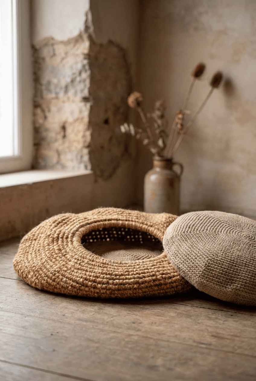 Handwoven Jute Cave Bed with Cushion (Regular) - Cats for Conservation - Curious Cat Company - Cat Beds