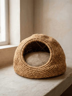 Handwoven Jute Cave Bed with Cushion (Regular) - Cats for Conservation - Curious Cat Company - Cat Beds