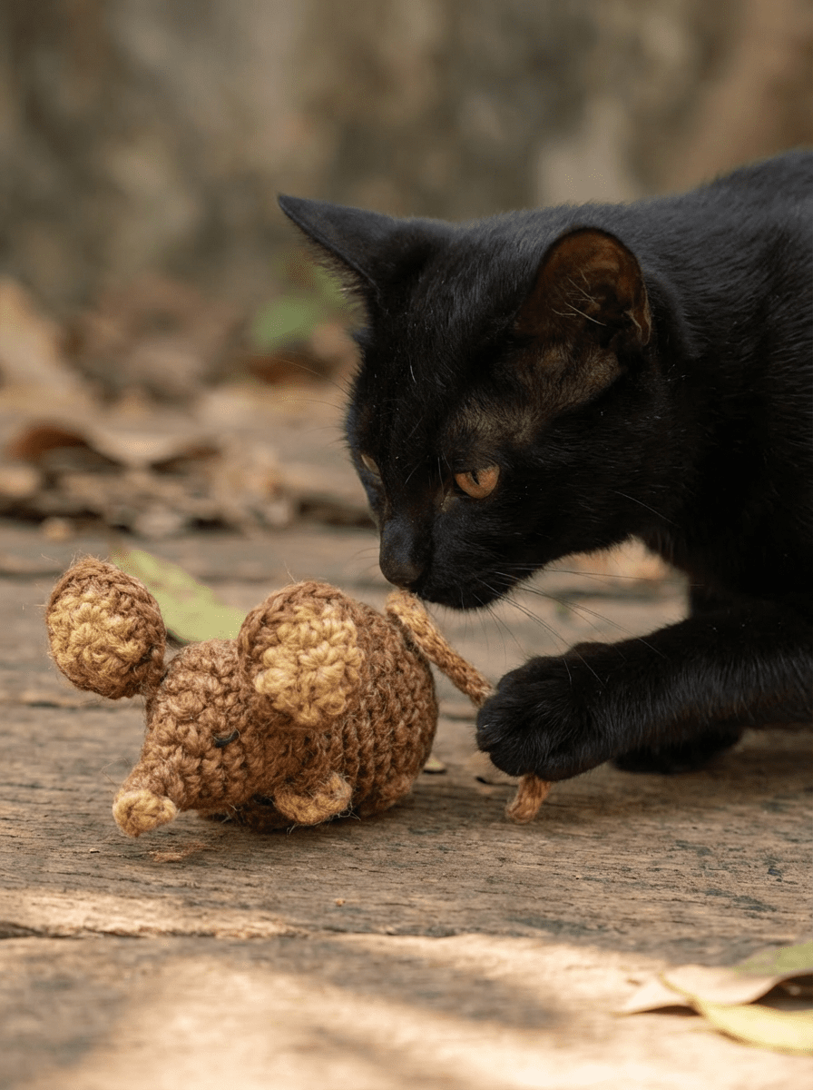 Handwoven Jute Rat Toy with Treat Pocket - Cats for Conservation - Curious Cat Company - Cat Toys