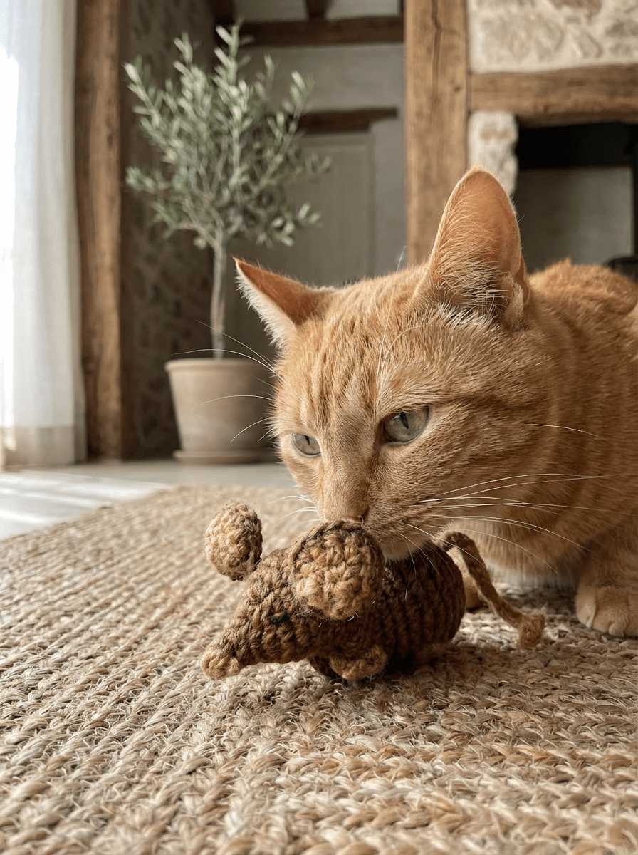 Handwoven Jute Rat Toy with Treat Pocket - Cats for Conservation - Curious Cat Company - Cat Toys