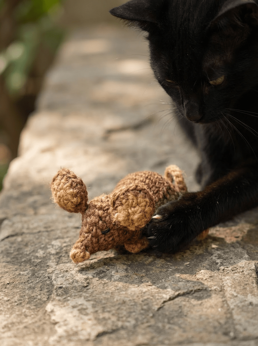 Handwoven Jute Rat Toy with Treat Pocket - Cats for Conservation - Curious Cat Company - Cat Toys