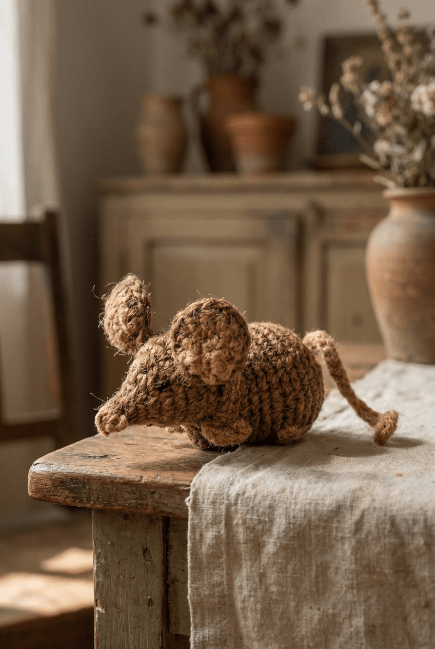 Handwoven Jute Rat Toy with Treat Pocket - Cats for Conservation - Curious Cat Company - Cat Toys