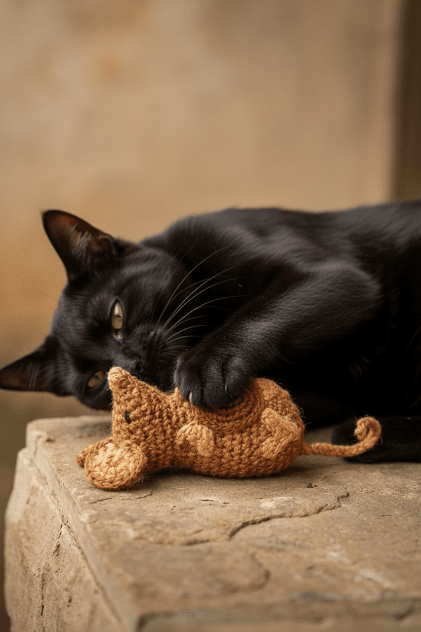 Handwoven Jute Rat Toy with Treat Pocket - Cats for Conservation - Curious Cat Company - Cat Toys