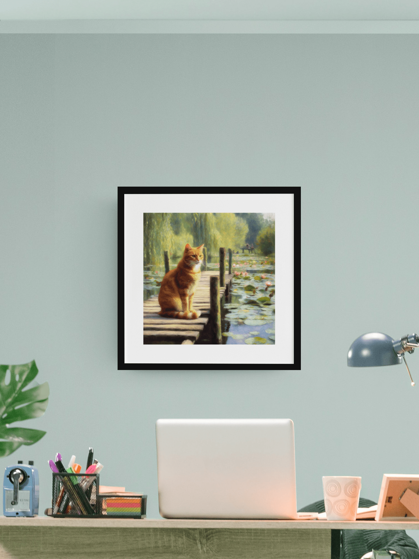 Observing the Water Lillies Poster - Curious Cat Company - Wall Art
