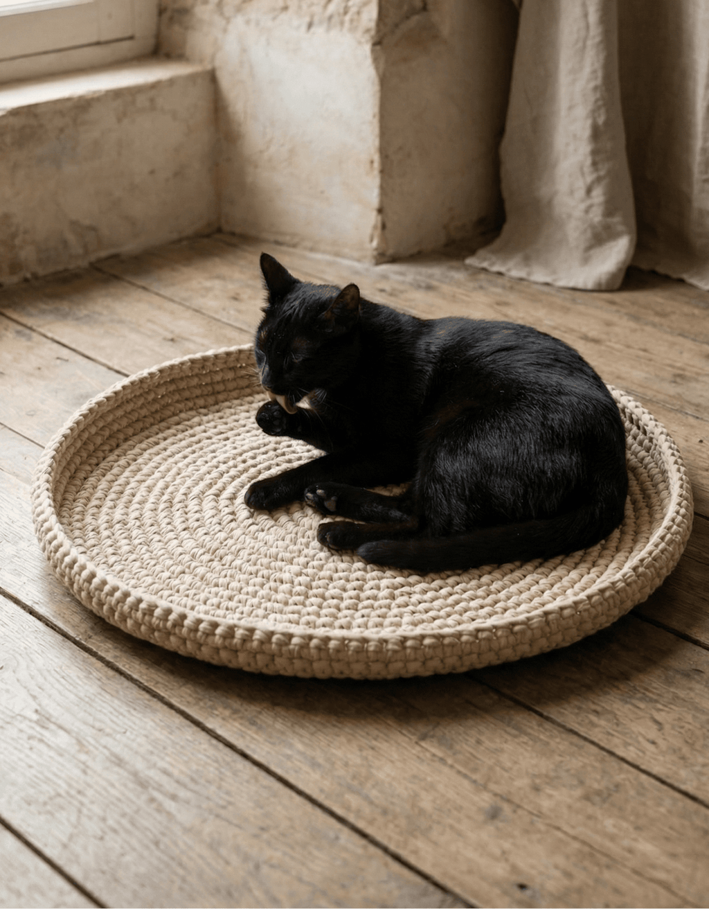 Recycled Cotton Handwoven Mat - Cats for Conservation - Curious Cat Company - Cat Beds