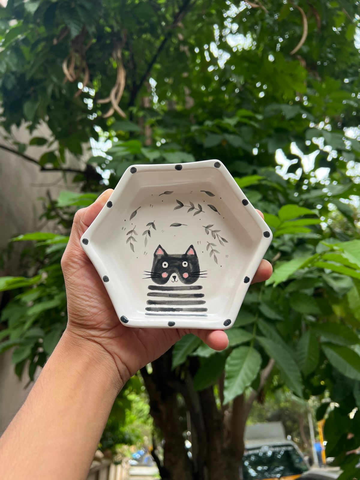 Rex in a Hex Handmade Feeder Bowls - Limited Edition - Curious Cat Company - Ceramic Pl