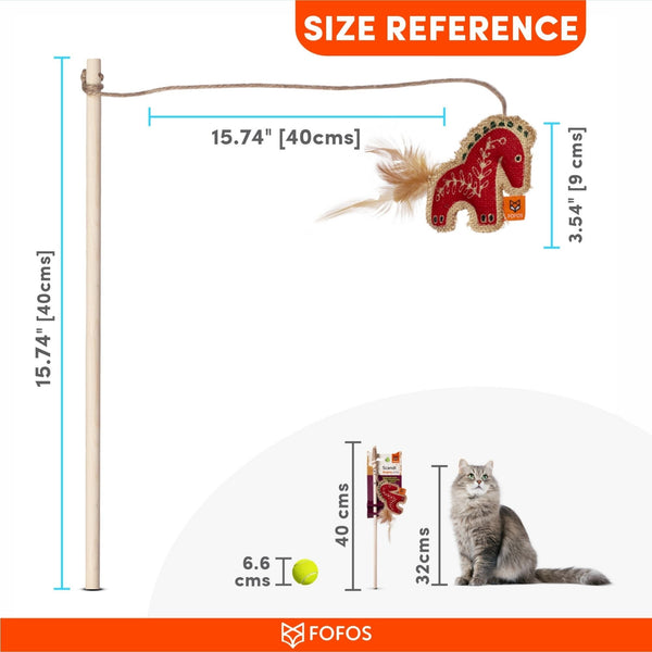 Scandi Horse Wand Toy - Curious Cat Company - Cat Toys