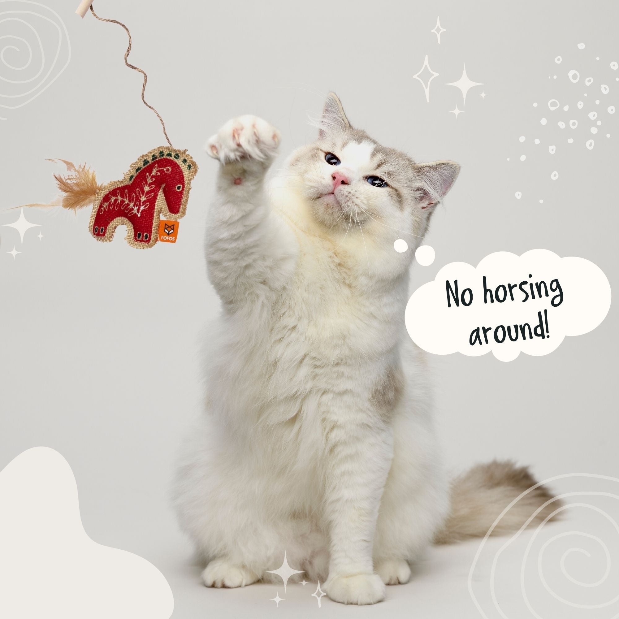 Scandi Horse Wand Toy - Curious Cat Company - Cat Toys