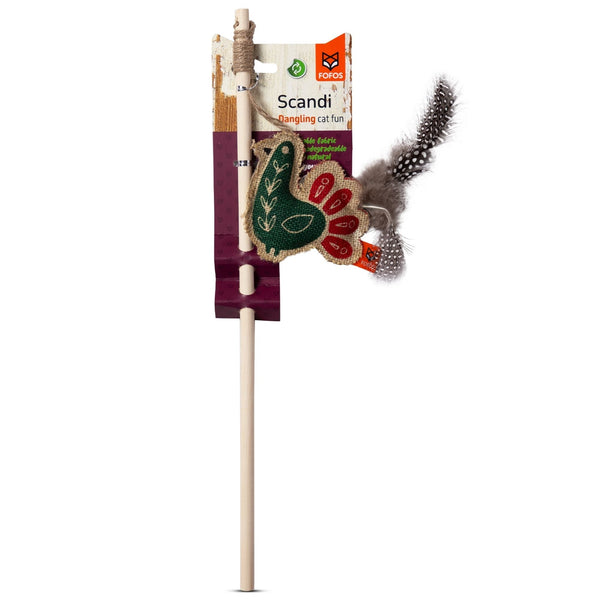 Scandi Peacock Wand Toy - Curious Cat Company - Cat Toys