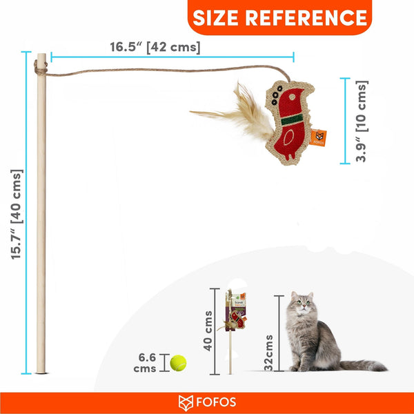 Scandi Rooster Wand Toy - Curious Cat Company - Cat Toys