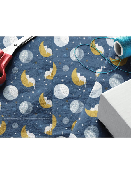 Moon, Stars & Cats Cats Gift Wrapping Paper (Set of 3)