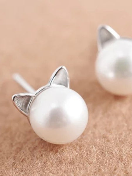 Pearl Cat Ear Studs