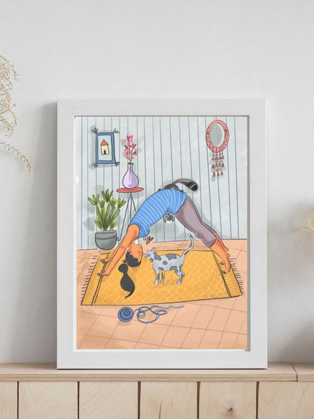 Yoga Time With Cat - Poster