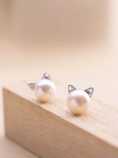 Pearl Cat Ear Studs