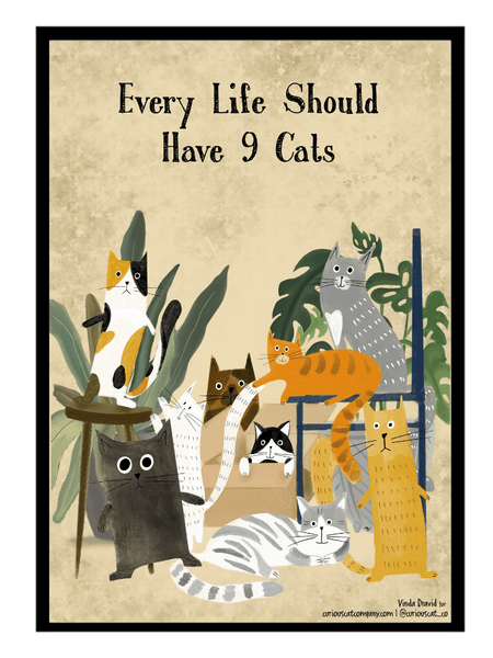 9 Lives - Poster - Curious Cat Company - Wall Art