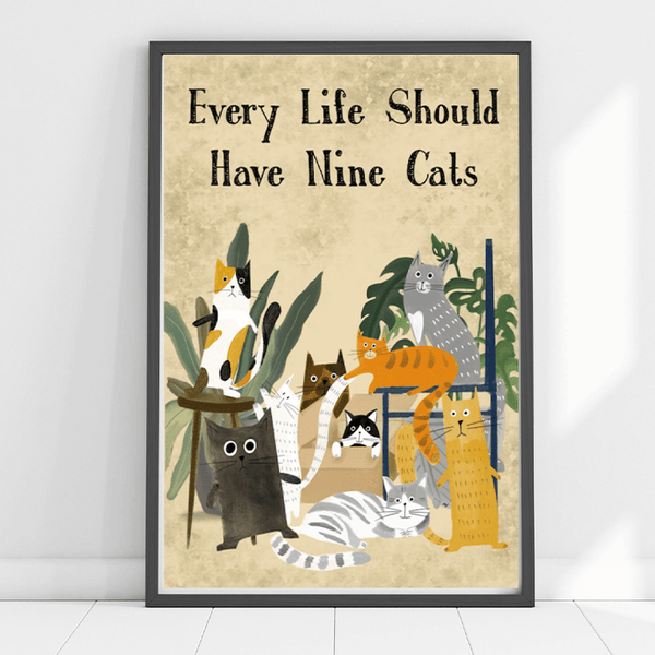 9 Lives - Poster - Curious Cat Company - Wall Art