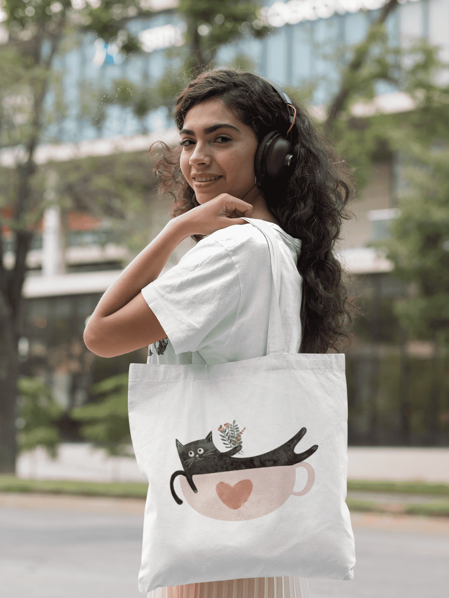 A Cup of Purr Please Bag - Curious Cat Company - Canvas Bags