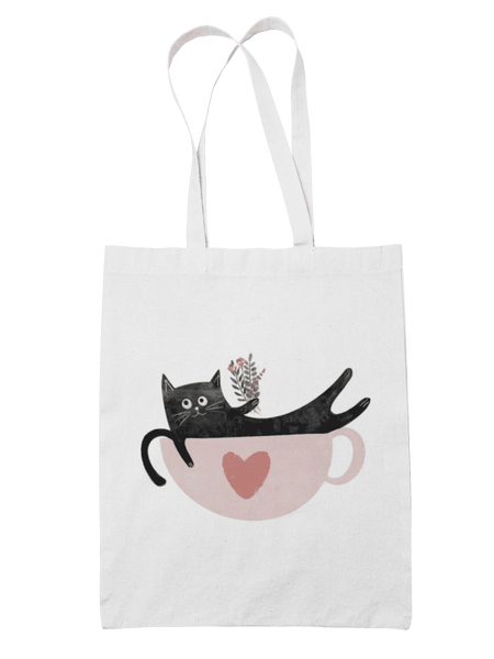 A Cup of Purr Please Bag - Curious Cat Company - Canvas Bags
