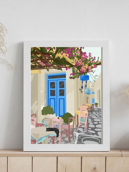 A Nap in Greece - Poster - Curious Cat Company - Wall Art