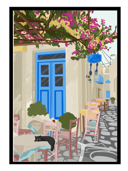 A Nap in Greece - Poster - Curious Cat Company - Wall Art