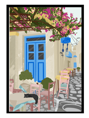 A Nap in Greece - Poster - Curious Cat Company - Wall Art