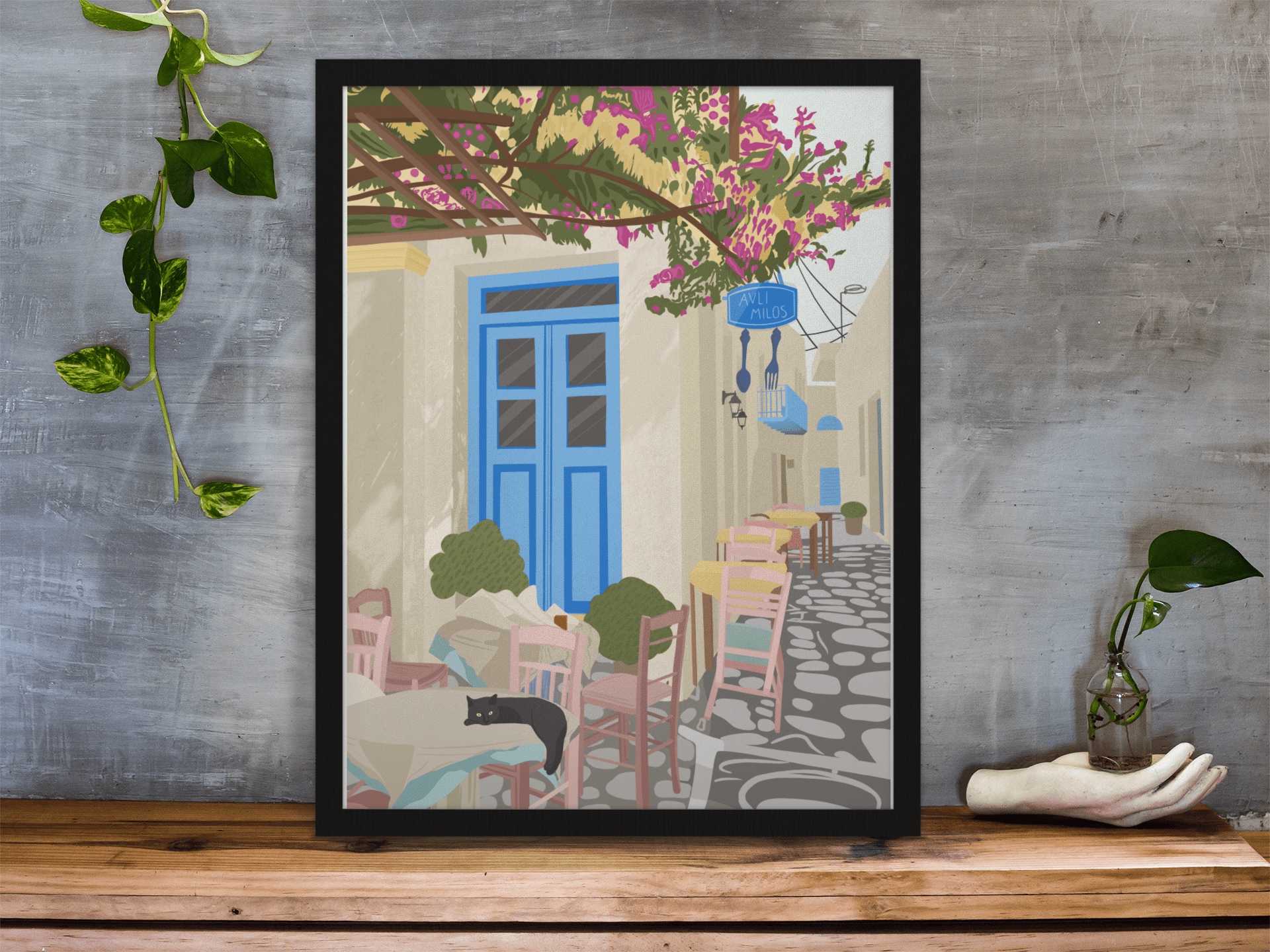 A Nap in Greece - Poster - Curious Cat Company - Wall Art